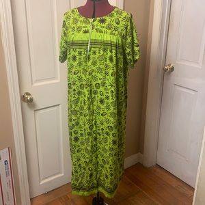 Vintage Juty maxi dress lime green with turtle and fish size XXL